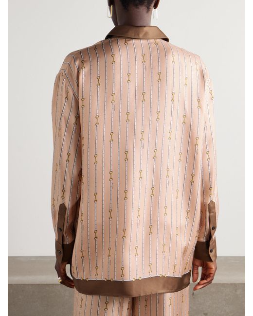 Gucci Natural Printed Silk Twill Shirt