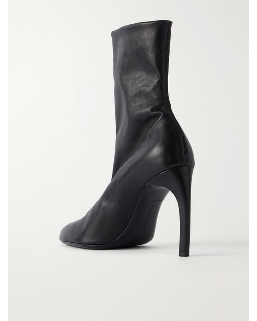 Victoria Beckham Black Harlow Distressed Leather Ankle Boots
