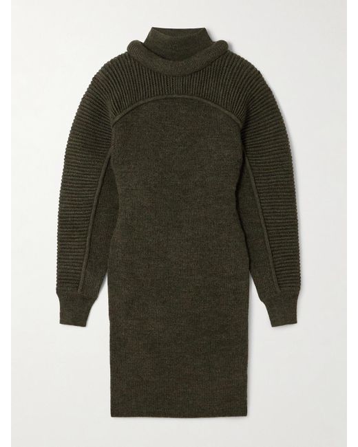 Isabel Marant Green Hilde Ribbed Wool Mini Dress