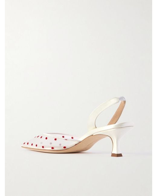 Manolo Blahnik Natural Carolyne 50 Slingback-Pumps Aus Mesh Und Satin Mit Flockprint