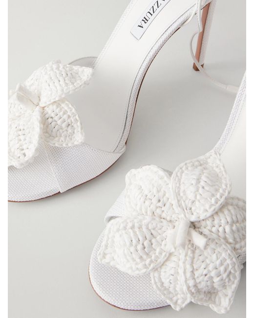 Aquazzura White Calypso 105 Raffia Sandals