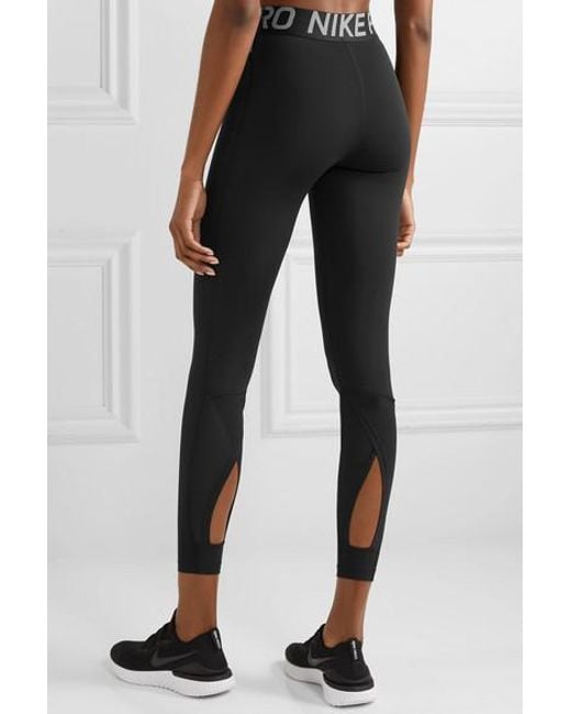 Nike Pro Intertwist Mesh-trimmed Dri-fit Stretch Stirrup Leggings in Black - Lyst