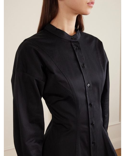 Proenza Schouler Black Janan Paneled Cotton-Blend Satin Mini Dress