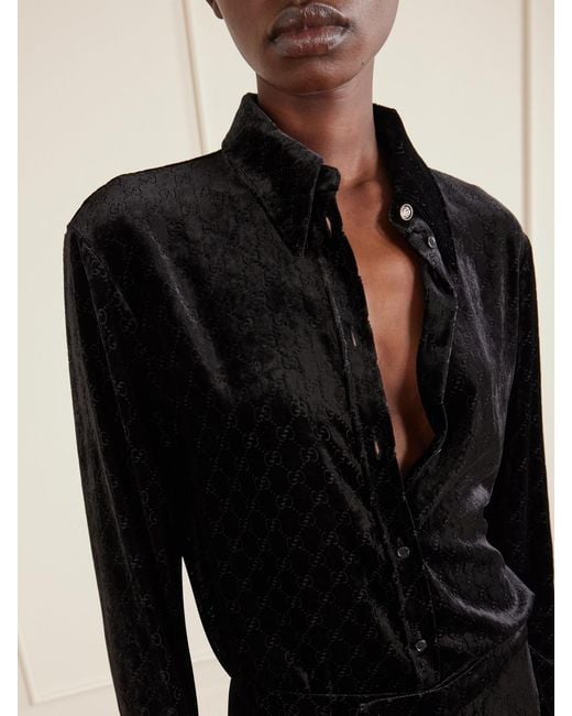 Gucci Black Devoré-Velvet Shirt