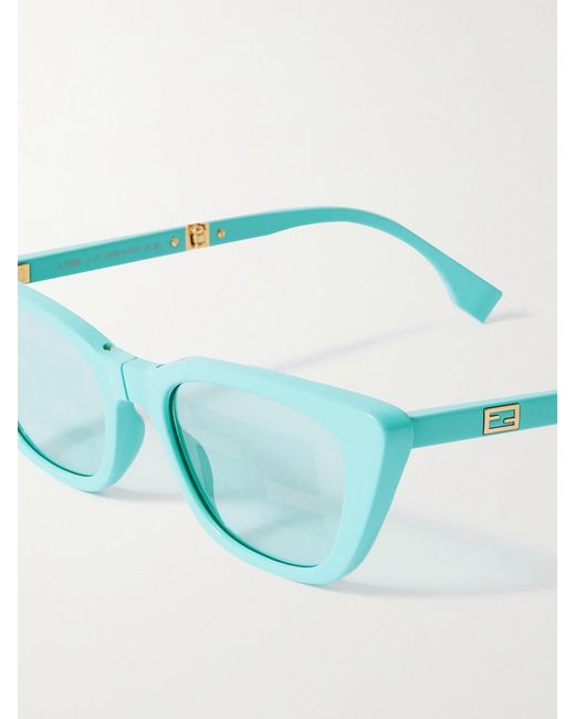 Fendi Blue Baguette Cat-Eye Acetate Sunglasses