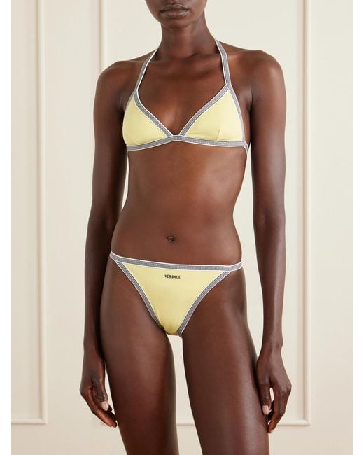 Versace Metallic Greca-Printed Triangle Bikini Top