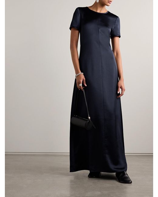 Proenza Schouler Blue Delphine Tie-Detailed Satin-Twill Maxi Dress
