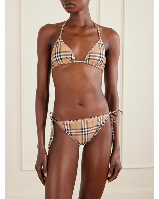 Burberry Natural Checked Triangle Bikini