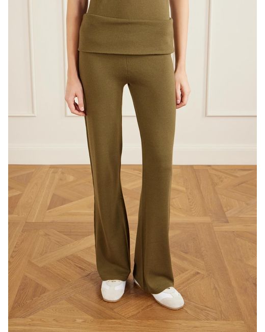 The Elder Statesman Green Flared Cashmere Pants
