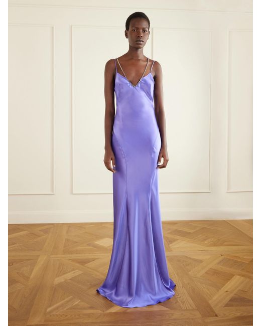 Tom Ford Purple Embellished Satin Gown