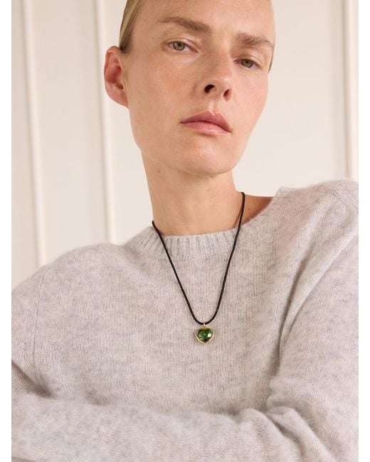 Ileana Makri Natural Heart Of Gaia 18-Karat Tourmaline, Diamond And Cord Necklace