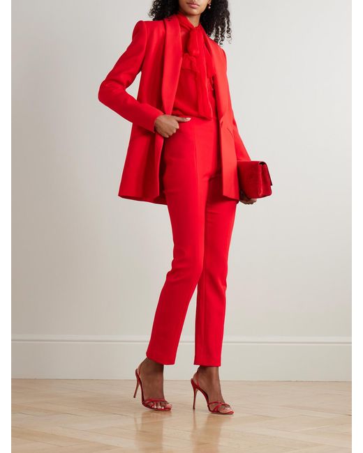 Carolina Herrera Red Emilie Wool-Blend Skinny Pants