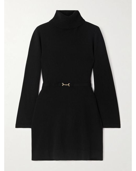 Mini-Robe À Col Roulé En Laine Et Cachemire Mélangés À Ceinture Aly Rixo en coloris Black