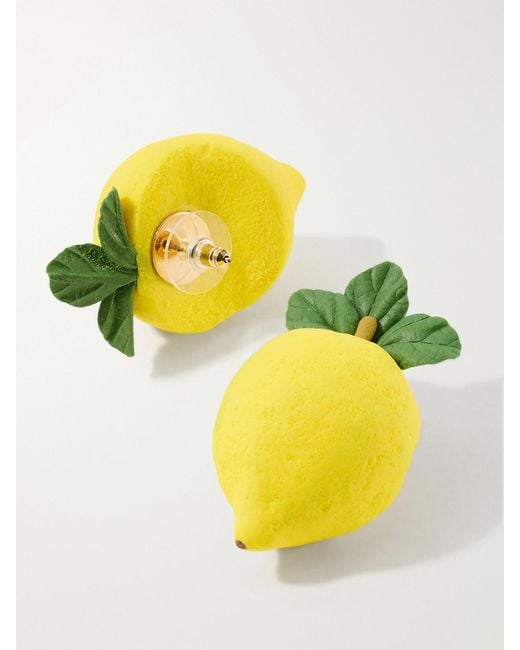 Jennifer Behr Metallic Citron Resin Earrings