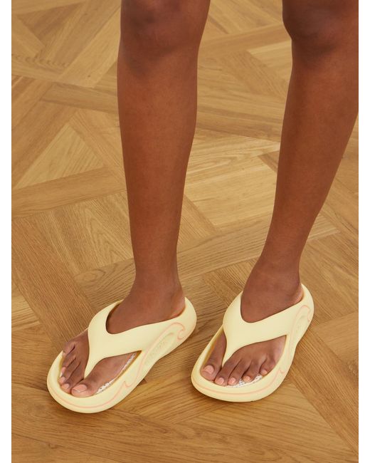 Rabanne Natural 3D Logo-Embossed Thong Sandals