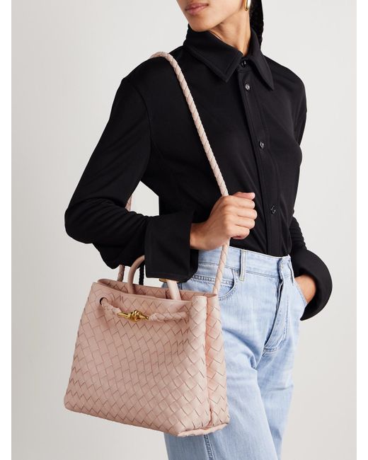 Bottega Veneta Pink Andiamo Tote Aus Intrecciato-Leder