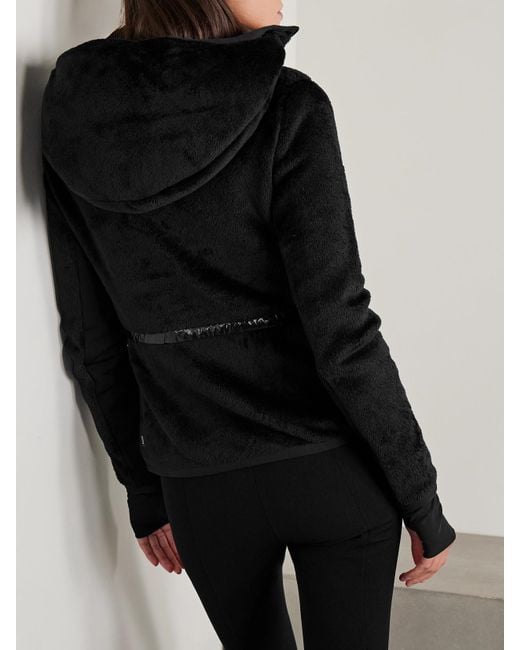 Moncler Black Hooded Quilted Fleece Down Jacket