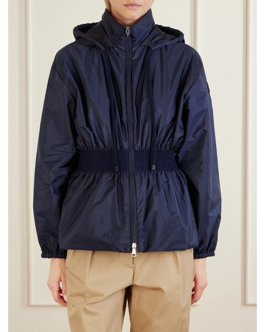 Moncler Blue Liriope Hooded Gathered Shell Jacket