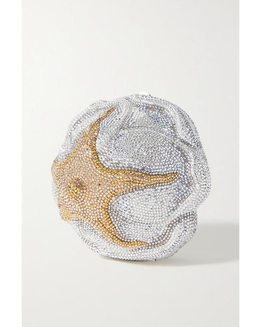 Judith Leiber Gray Rose Desiree Crystal-Embellished-Tone Clutch