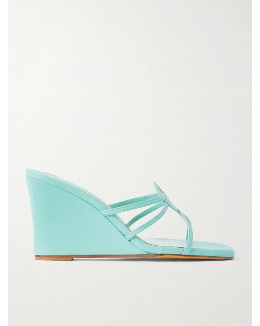 Maryam Nassir Zadeh Blue 70 Opera Leather Wedge Sandals