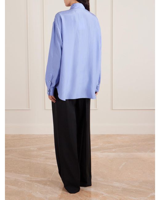 Calvin Klein Blue Frances Silk-Satin Shirt