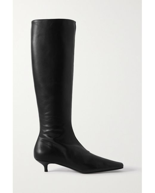 Totême + Net Sustain The Slim Leather And Suede Knee Boots in Black | Lyst