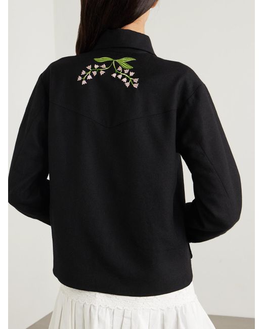 Alix Of Bohemia Black Jude Embroidered Wool-Twill Jacket