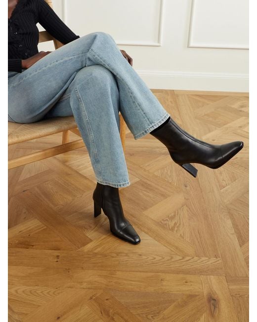 Saint Laurent Black Venetia 95 Leather Ankle Boots