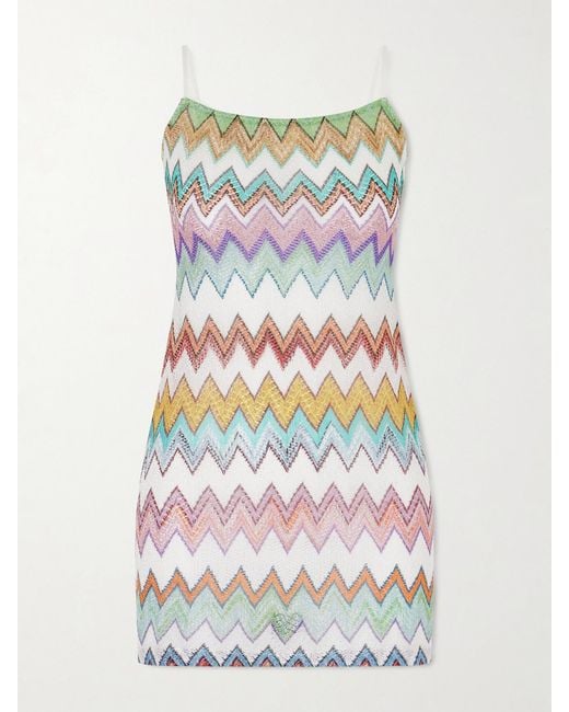 Missoni Gray Striped Metallic Crocheted-Knit Cover-Up