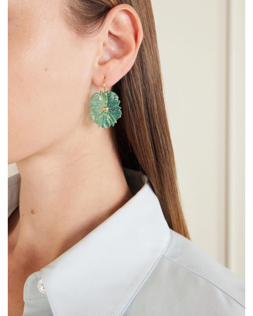 Lizzie Fortunato Blue New Bloom Enamel-Plated, Glass And Lemon Quartz Earrings