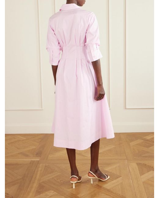 Jonathan Simkhai Pink Jazz Pleated Cotton-Blend Poplin Midi Dress
