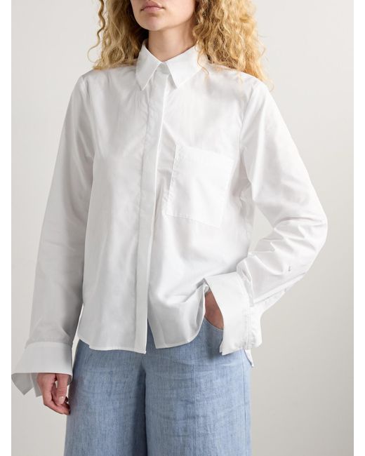 Twp White Boyfriend Cotton-Poplin Shirt