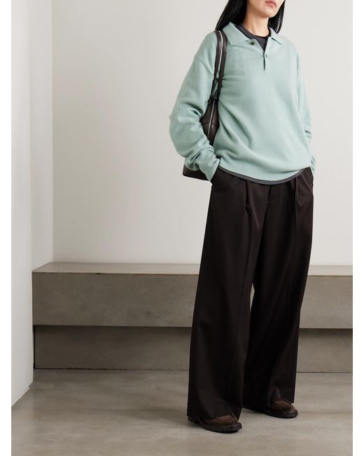 Ssstein Blue Brushed-Wool Polo Shirt