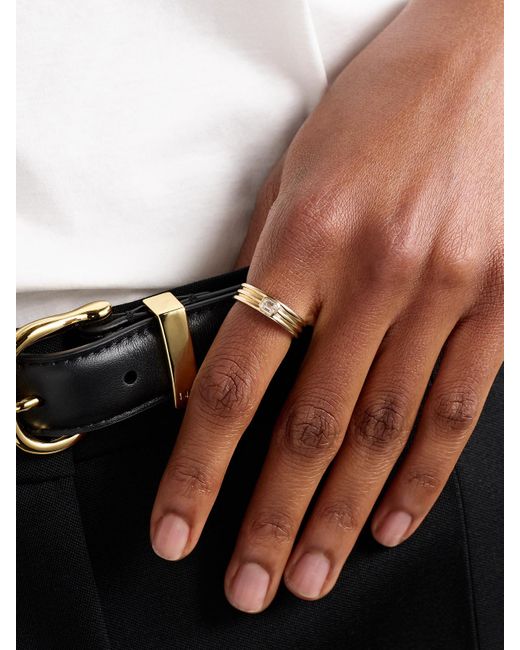 STONE AND STRAND Natural Trio Ridge 14-Karat Diamond Ring