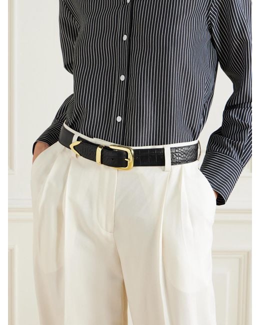 Andersons Black Croc-Effect Leather Belt