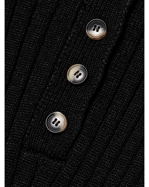 Proenza Schouler Black Leighton Ribbed-Knit Midi Dress