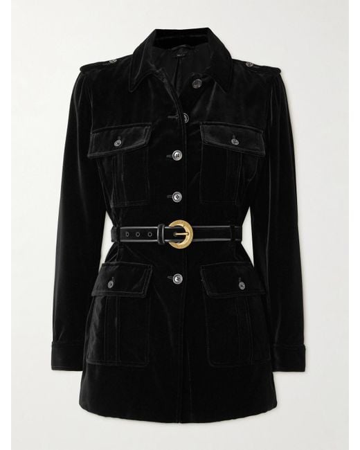 Tom Ford Black Belted Cotton-Velvet Jacket