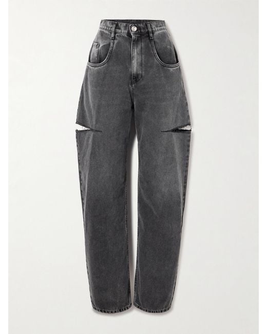 Maison Margiela Gray Cutout High-Rise Wide-Leg Jeans
