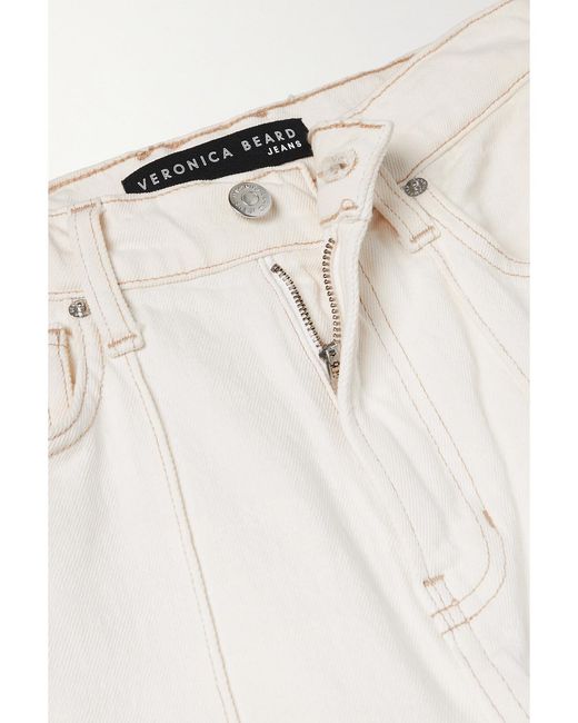 Veronica Beard White Dylan High-Rise Straight-Leg Jeans