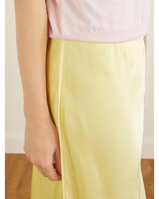 Jil Sander Yellow Satin Midi Skirt