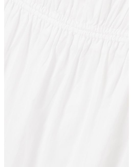Another Tomorrow White Gathered Tiered Organic Cotton-Poplin Maxi Dress