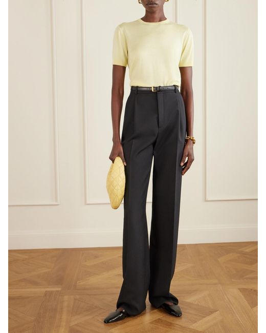 Saint Laurent White Sao Leather Ballet Flats