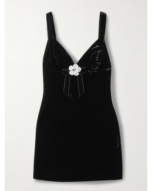 Cara Cara Black Gracie Embellished Velvet Mini Dress