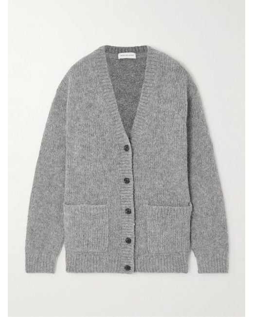 DRIES VAN NOTEN Rayon Leica period, switching, all-over pattern cardigan knit Brown multicolor 40