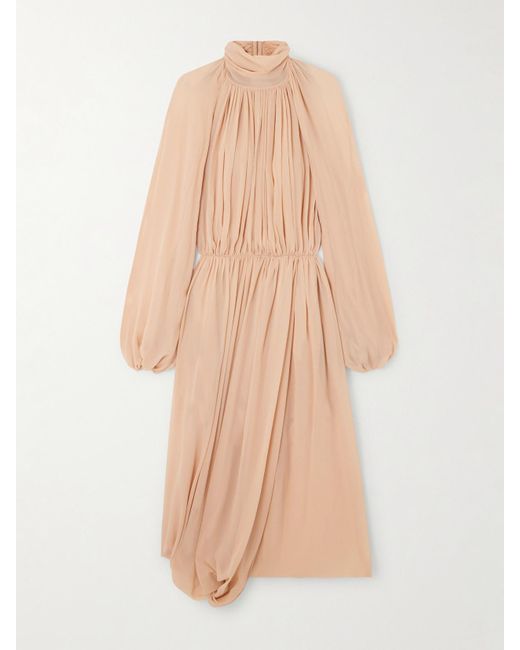 Robe Midi Dos Ouvert En Crépon De Soie Stella McCartney en coloris Natural