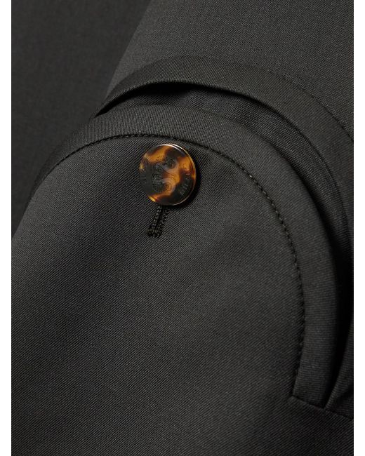 Blazé Milano Black Aseel Belted Double-Breasted Wool And Mohair-Blend Twill Coat