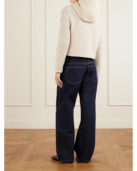 Moncler Natural Hooded Fleece And Wool-Blend Bouclé Cardigan