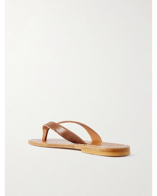 K. Jacques Brown Torino Zehensandalen Aus Leder Mit Eidechseneffekt