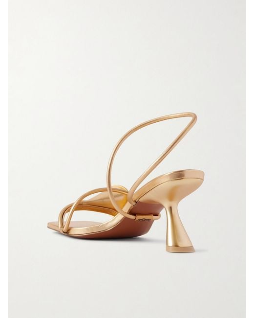 Cult Gaia Natural Ria Embellished Metallic Leather Slingback Sandals