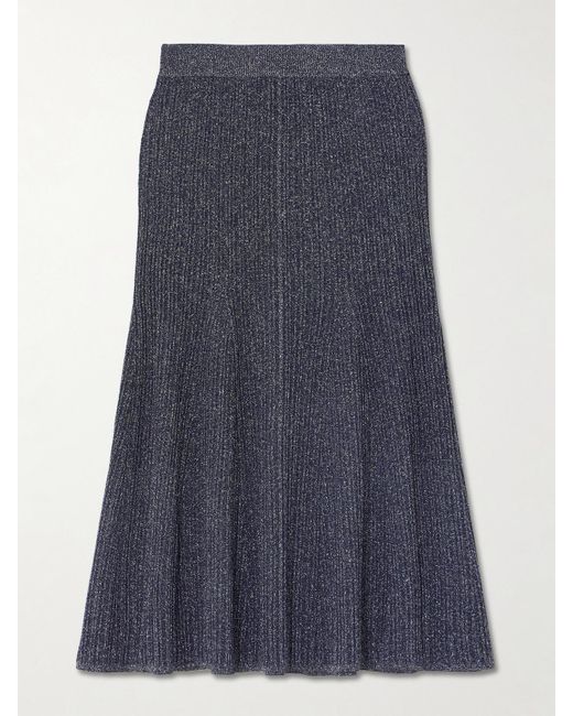 Jupe Midi À Godets En Lurex Joseph en coloris Blue